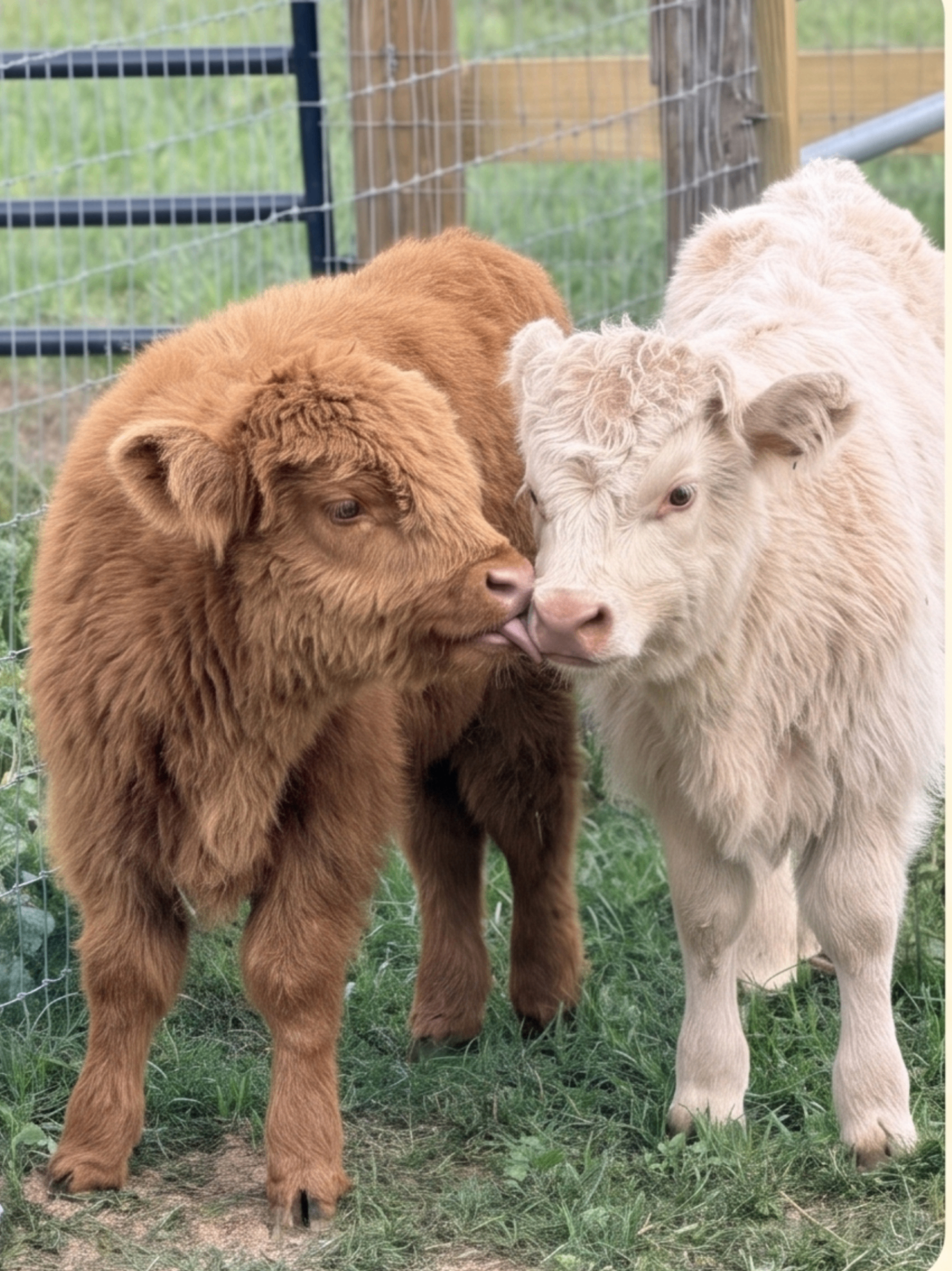 Two calves nuzzling at the sanctuary