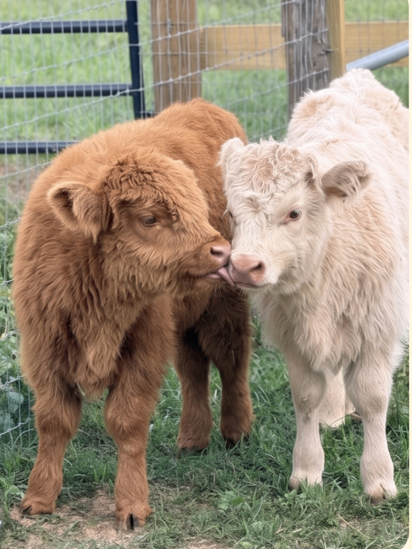 Two rescued calves nuzzling