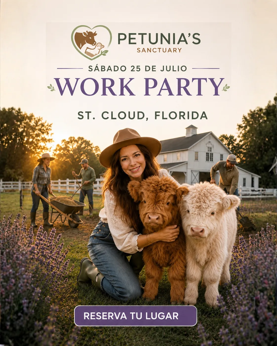 Volunteers with rescued calves at a Work Party