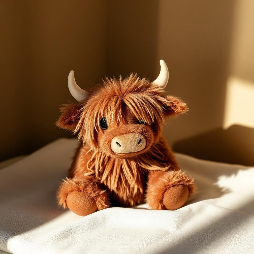 Premium plush toy inspired by Petunia the Highland calf