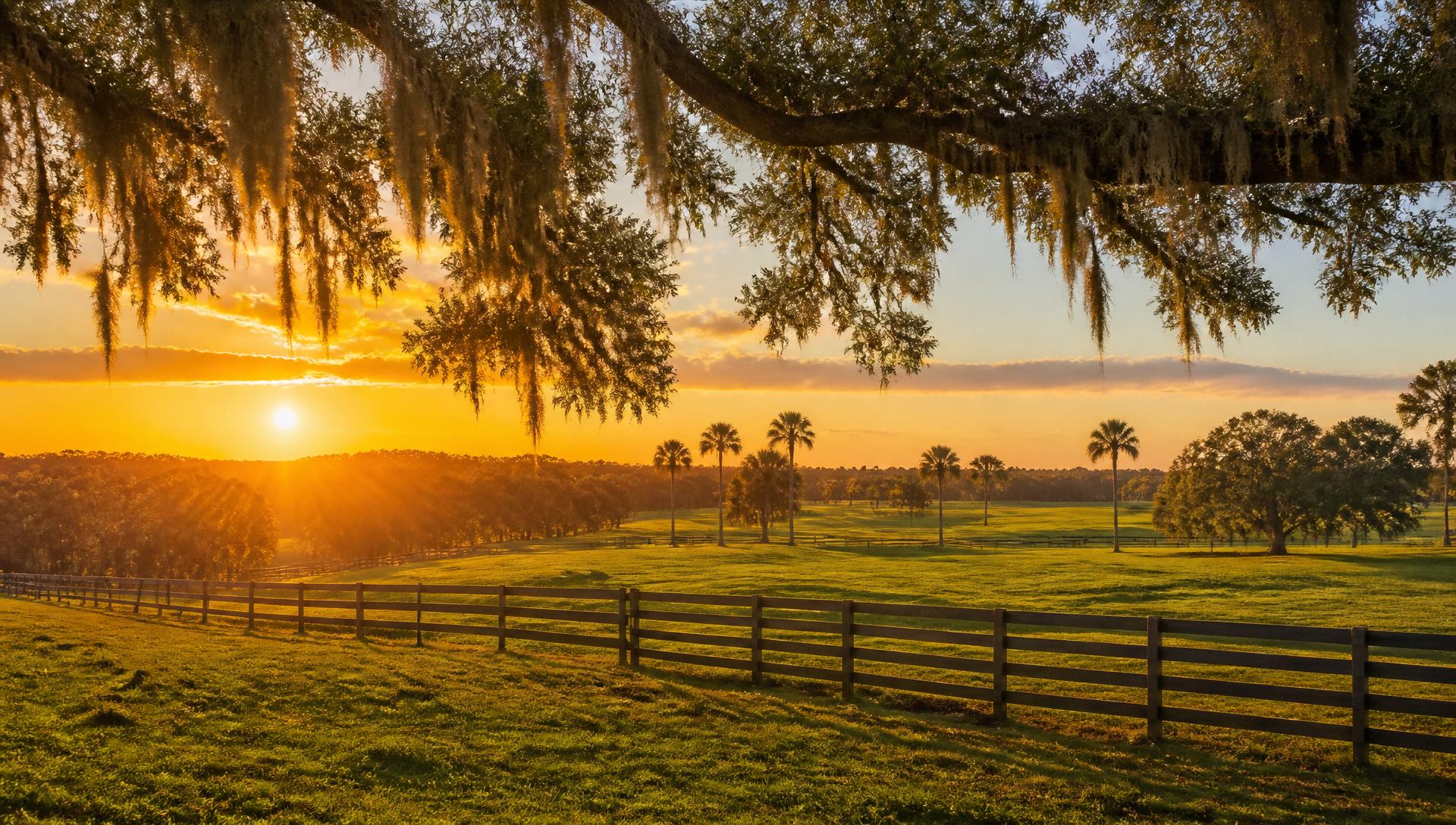 Panoramic Florida sanctuary landscape at golden hour